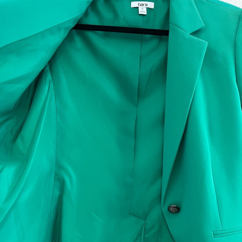 Bar III Teal Green Single-Button Blazer - Picture 3 of 7